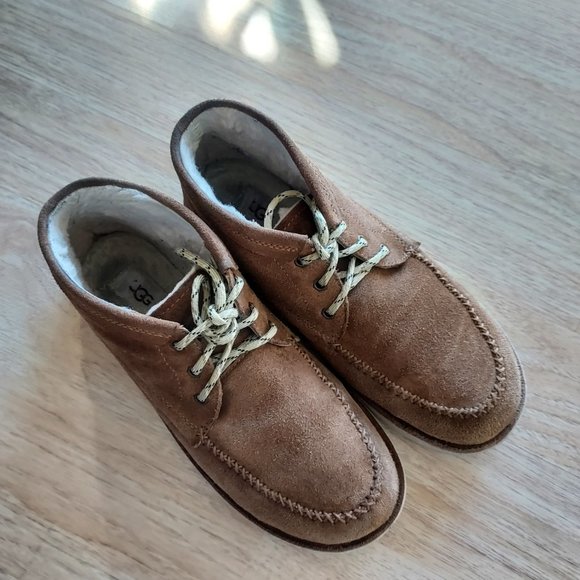 UGG Campout Suede Chukka Ankle Boots Sheepskin Lining Lace-Up Tan Men US10 main image 14